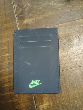 Nike Black Card Holder with Neon Green Swoosh